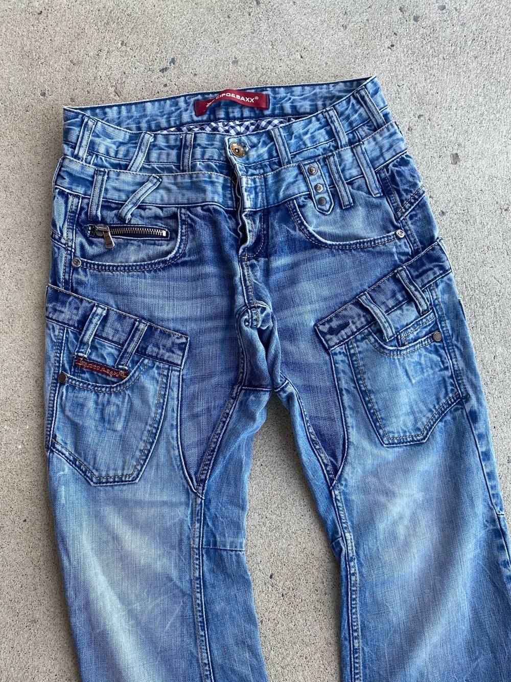 Y2k/Grunge Plaid Linning Bootcut Jeans - Picture 3 of 12